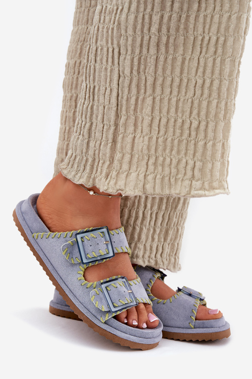 Жіночі Сандалі З Пряжками І Декоративним Окантуванням Синій Visley