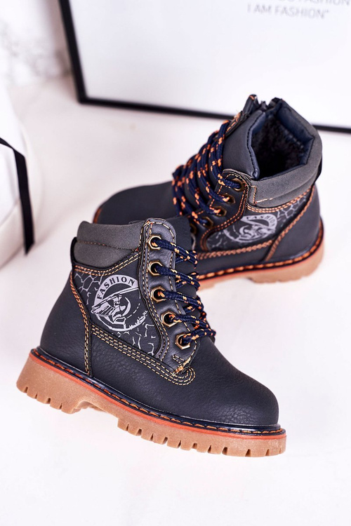 Дитячі утеплені чоботи на гумовій підошві Темно-сині Bobby