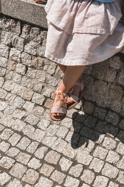 Дитячі босоніжки з бантом Beebee рожеві