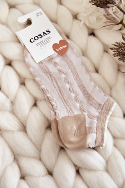 Шкарпетки жіночі в смужку і сердечка Cosas Beige