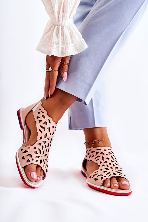 Шкіряні ажурні босоніжки Pink Alima