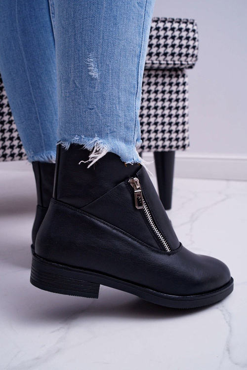 Чоботи жіночі на блискавці Чорні Юнони