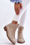 Шкіряні чоботи на блискавці Ніколь 2785/008 Бежеві