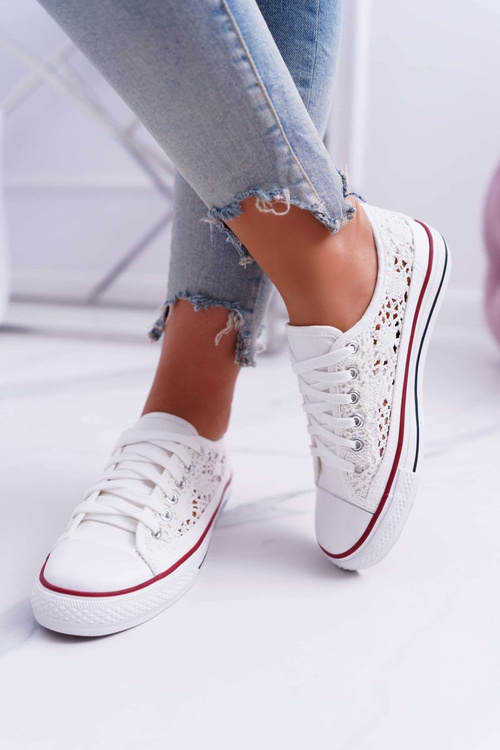 Жіночі низькі мереживні кросівки Veroli білі