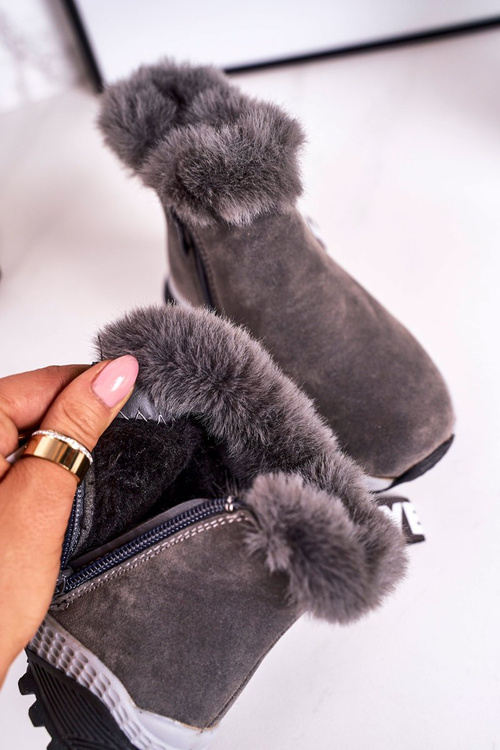 Дитячі утеплені сноуборди з хутром сірі Love-Love