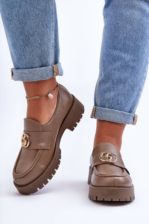 Жіночі шкіряні напівчоботи з орнаментом темно-бежевий розовий водоспад