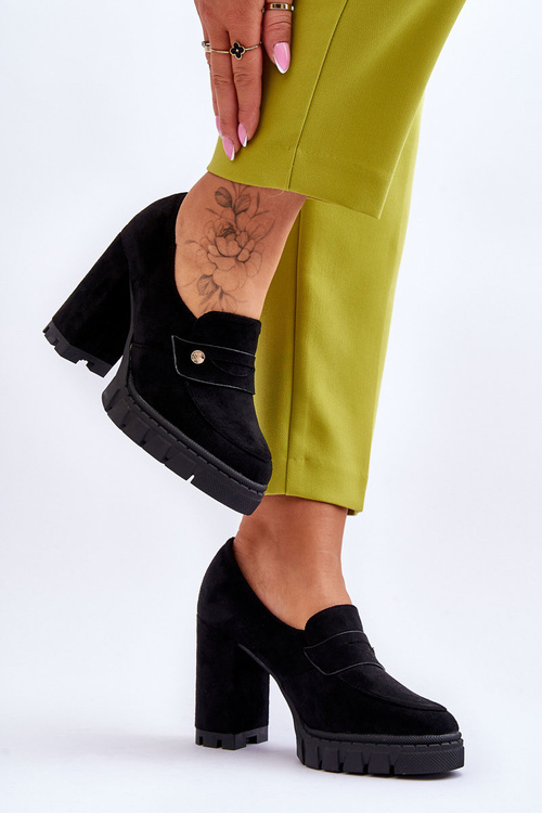 Елегантні замшеві туфлі на високих підборах чорного кольору Mintore