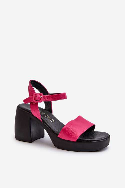 Zazoo 40386 Жіночі шкіряні босоніжки на підборах кольору фуксії