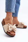 Жіночі сабо на корковій платформі з бантом Beige Tarena