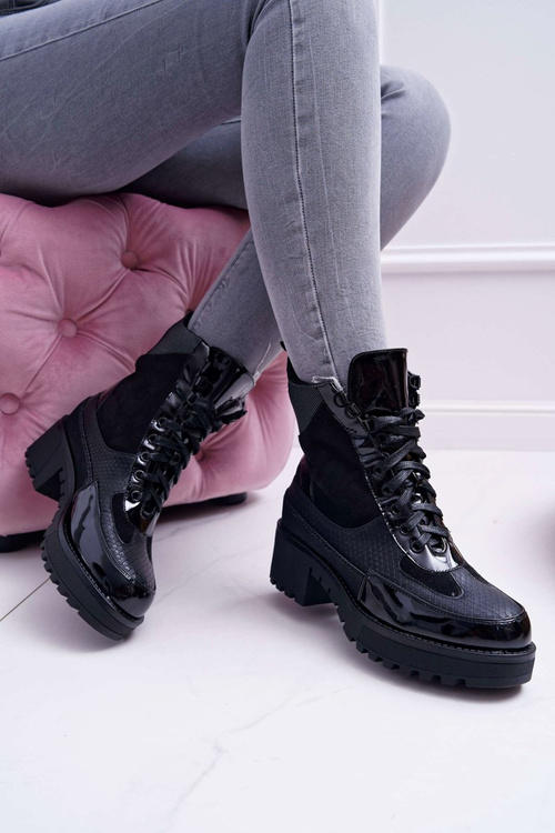 Чоботи жіночі високі чорні Trappers Nemtere