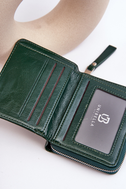 Гаманець жіночий лакований з темно-зеленої еко шкіри Zalirna