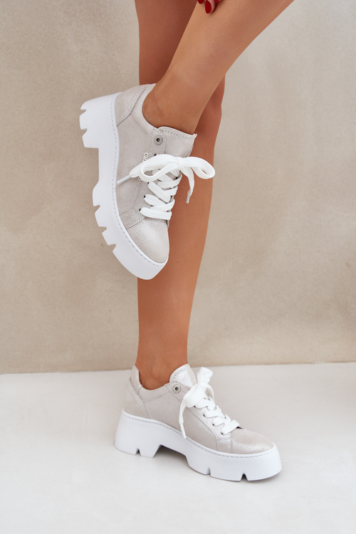 Кросівки Спортивне Взуття На Платформі CheBello 4632 Сріблясті