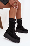 Жіночі шкіряні замшеві чоботи на масивній платформі Maciejka A7161-20 Чорні