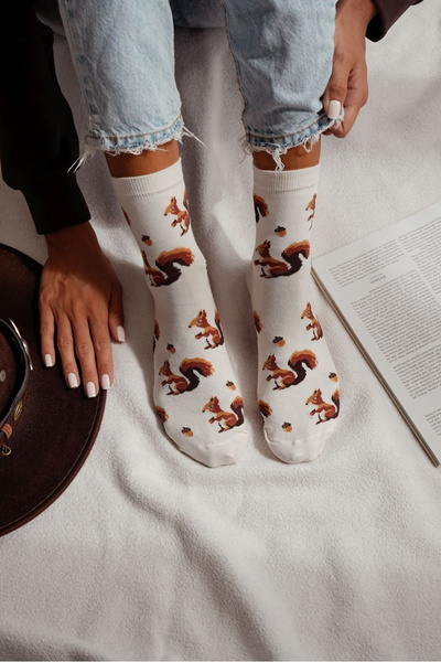 Жіночі шкарпетки Білки та Горіхи Екрю
