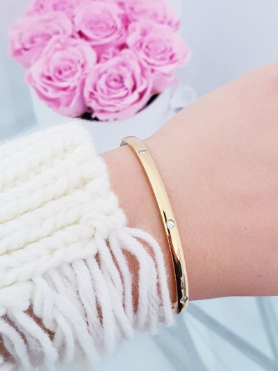 Жіночий сталевий браслет з цирконами Gold Ursa