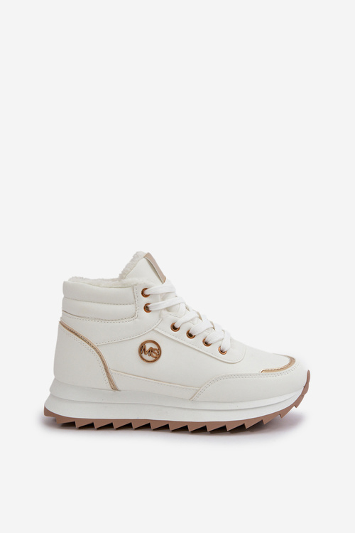 Чоботи жіночі спортивні утеплені на платформі білі Ariatte