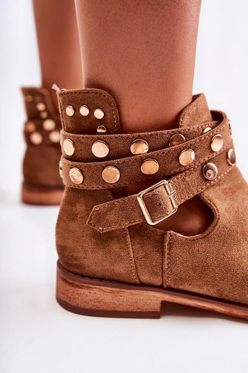 Жіночі чоботи з плафонами на плоскому каблуці Ларіно коричневого кольору