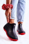 Жіночі низькі сапоги Eldora чорно-червоного кольору