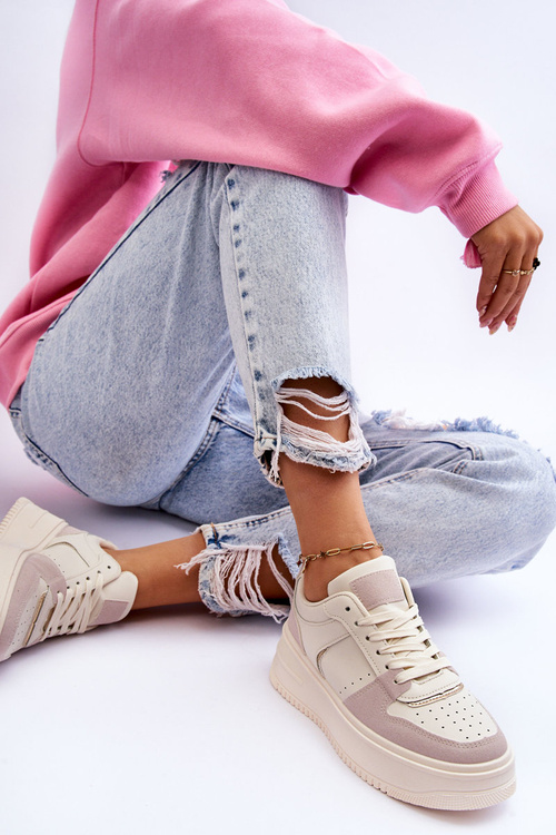 Жіноче спортивне взуття на високій платформі світло-бежевий Bexley