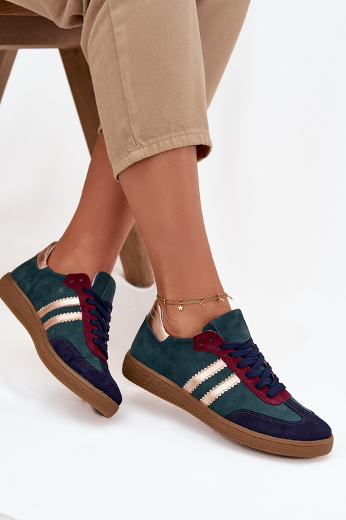 Zazoo N1068 Замшеві Низькі Кросівки Жіночі Темно-зелений