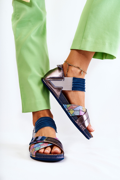 Шкіряні босоніжки зі шнурком Maciejka 03375 Сині