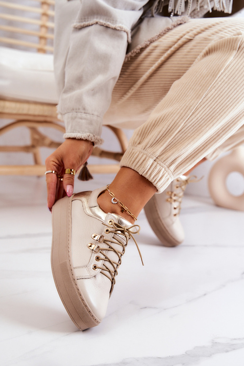 Шкіряні спортивні туфлі на платформі світло-бежевого кольору Mary Ann