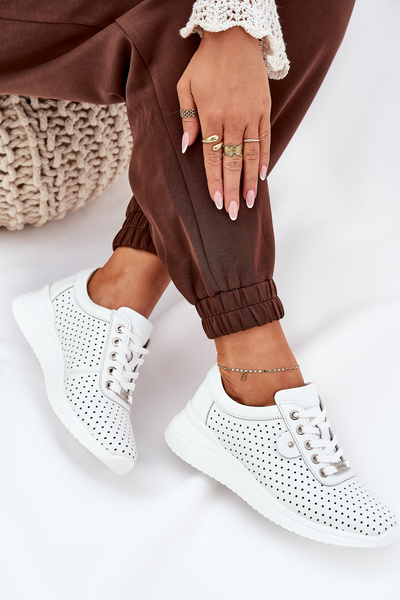 Жіноче Шкіряне Спортивне Взуття Vinceza 79532 Біле