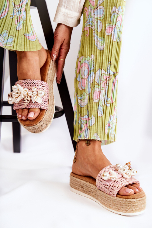 Жіночі тапочки на платформі з черепашками Рожеві Tolia