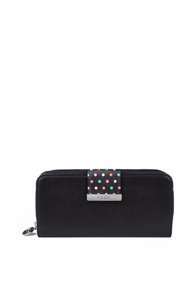 Жіночий великий гаманець на блискавці Dots Black Lunelly