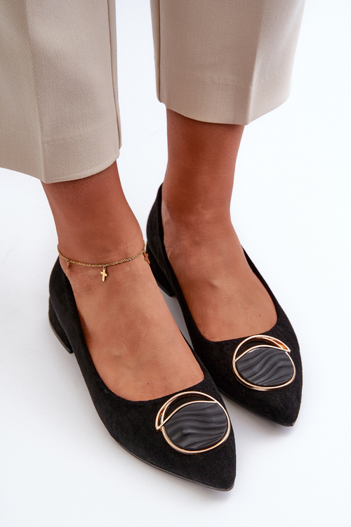 Туфлі на низьких підборах з екозамші S.Barski KV27-037 Чорні