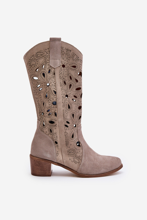 Ажурні замшеві черевики Lewski Shoes 3170 Cappucino