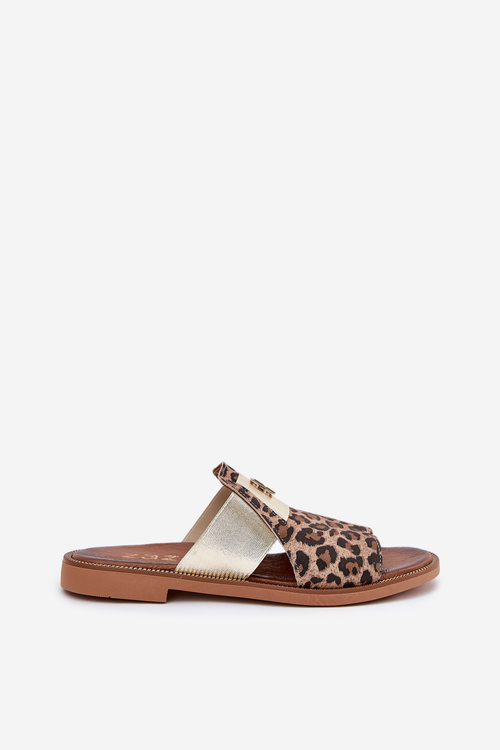 Елегантні Сандалі З Природної Шкіри На Плоскому Каблуці Zazoo 40423 Леопард