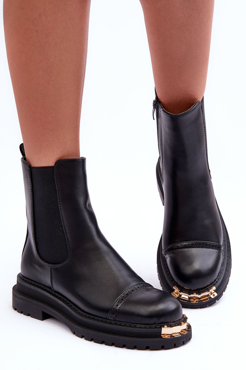 Жіночі шкіряні ботильйони чорного кольору Nialee