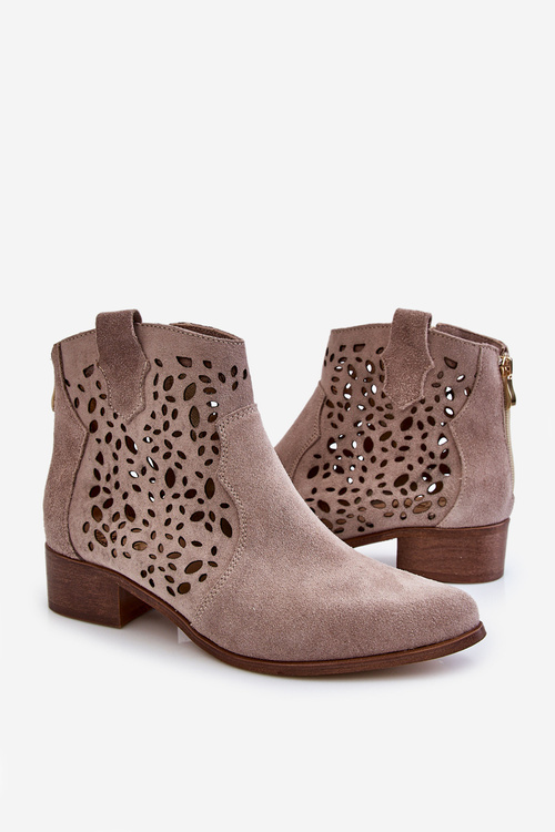 Чоботи жіночі ажурні Lewski Shoes 2909 Світло-коричневі