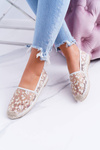 Лещата | Білі мокасинові балерини в квіткову сіточку Rede