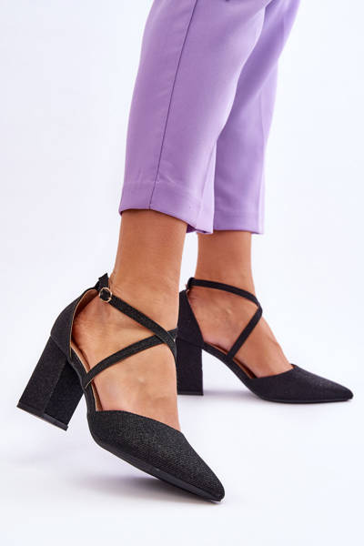 Модні туфлі з блискітками на каблуці Black Galaxy