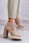 Модні замшеві чоботи на шнурівці бежеві Selma
