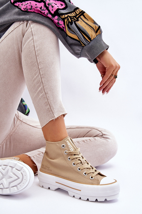 Високі тканинні кросівки на платформі Big Star LL274160 Бежеві
