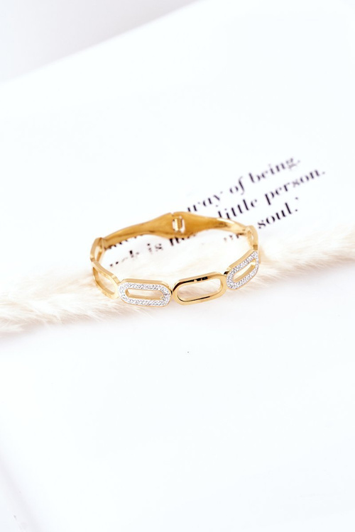 Сталевий браслет із золотом з цирконію