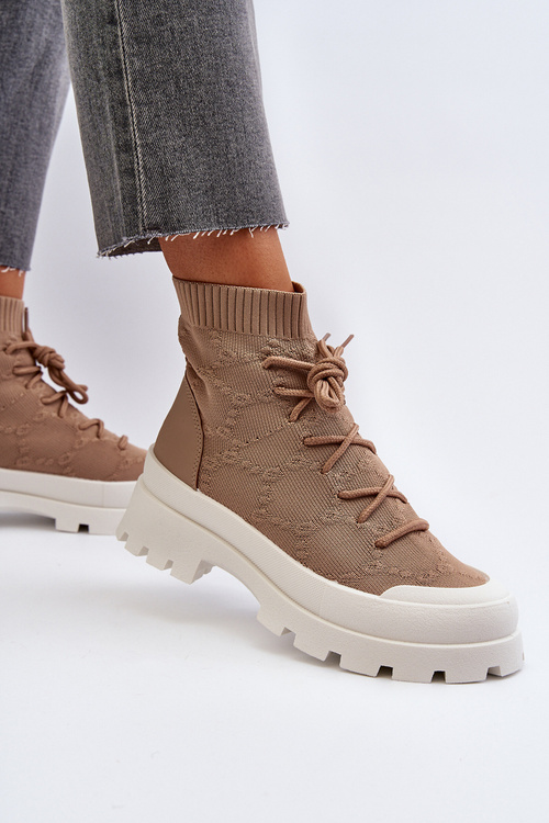 Жіночі чоботи-шкарпетки Solime коричневого кольору