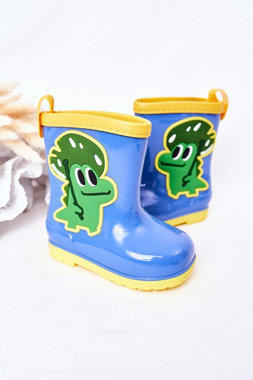 Дитячі резинові чоботи під крокодил синього кольору