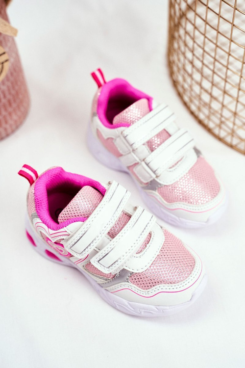 Дитяче спортивне взуття світиться на липучці білого червоного кольору