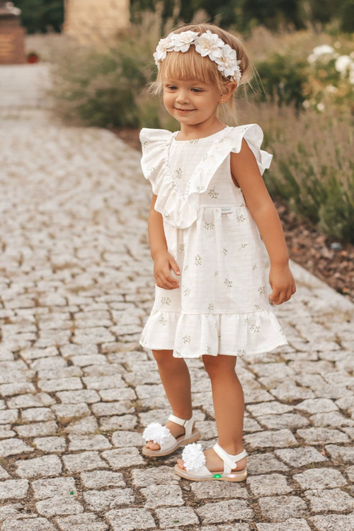 Дитячі босоніжки на липучці сяючі білі Мілена