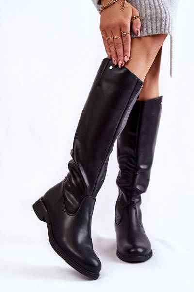 Жіночі шкіряні черевики на плоскому ходу чорні Asturio