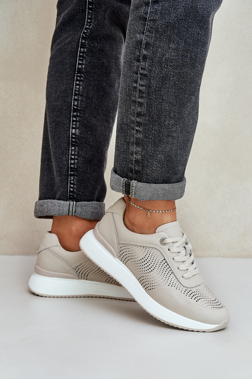 Шкіряне Спортивне Взуття Кросівки Жіночі S.Barski LR51-551 Бежеві