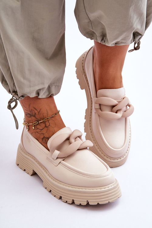 Шкіряні мокасини Туфлі Big Star LL274581 Бежеві