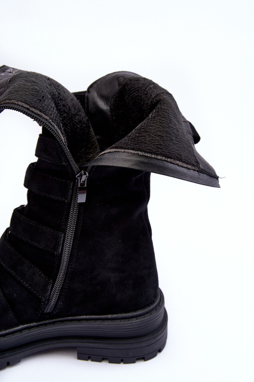 Шкіряні високі черевики з ремінцями Black Elnatea