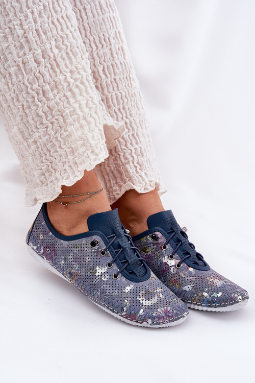 Жіночі Шкіряні Човники З Природної Шкіри З Малюнком Artiker 56C2691 Сині