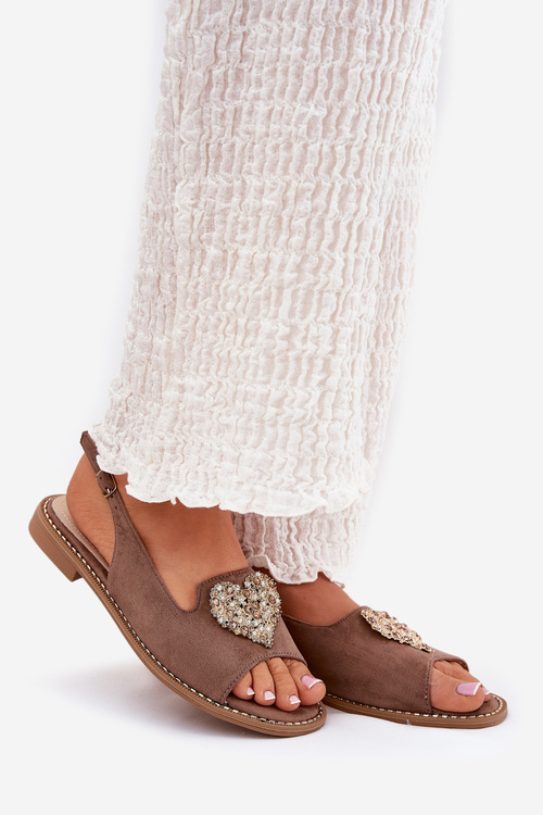 Жіночі Сандалі З Декоративним Серцем Темно Бежеві S.Barski KV27-018