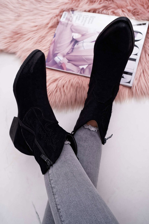 Жіночі замшеві ковбойські черевики Ferders чорного кольору